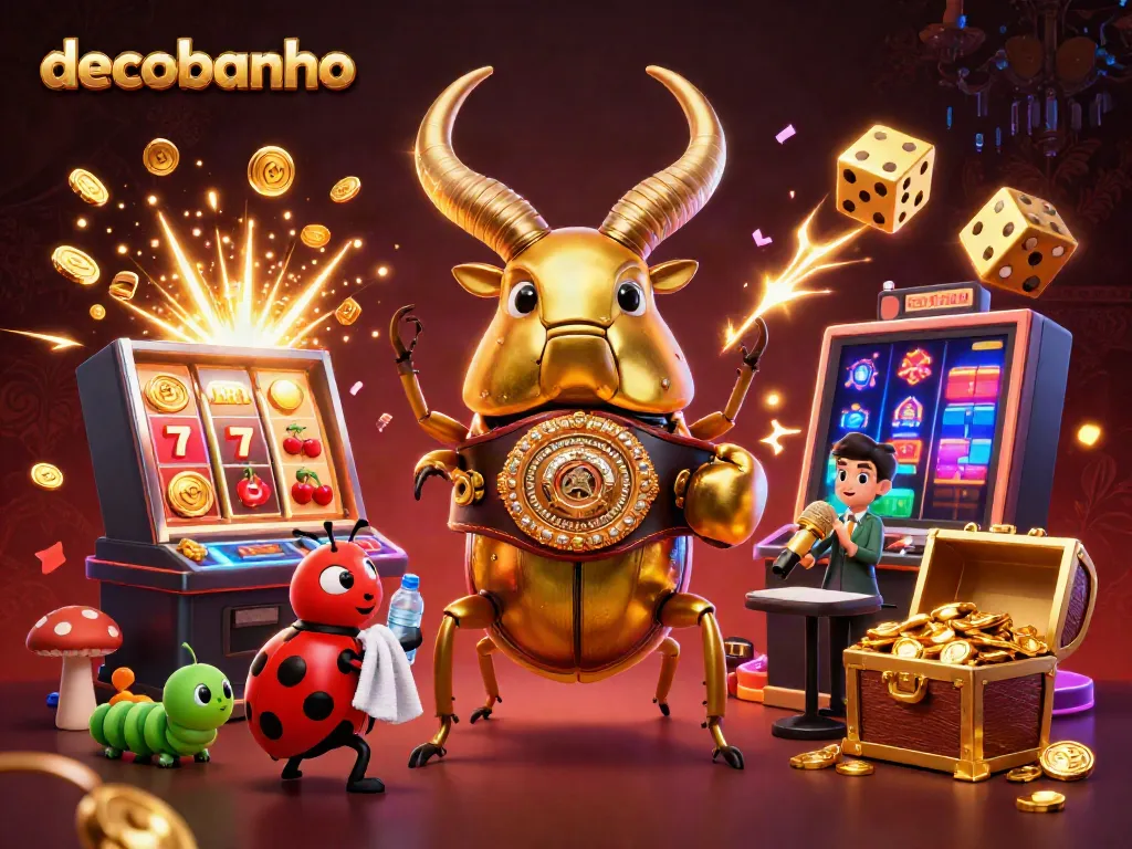 Experience a thrilling moment with decobanho's vibrant casino scene featuring a golden stag beetle.