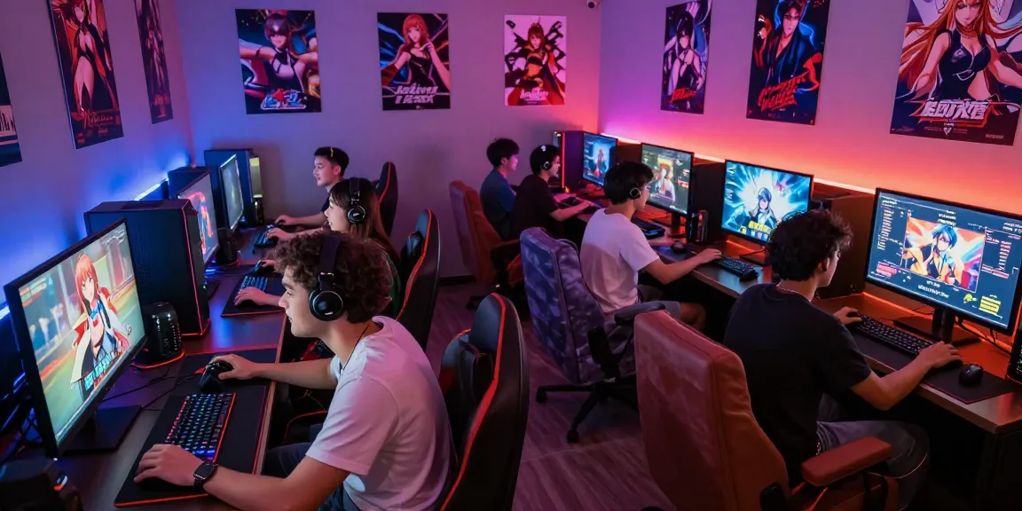 Players enjoying interactive hentai games in a vibrant gaming lounge setting.