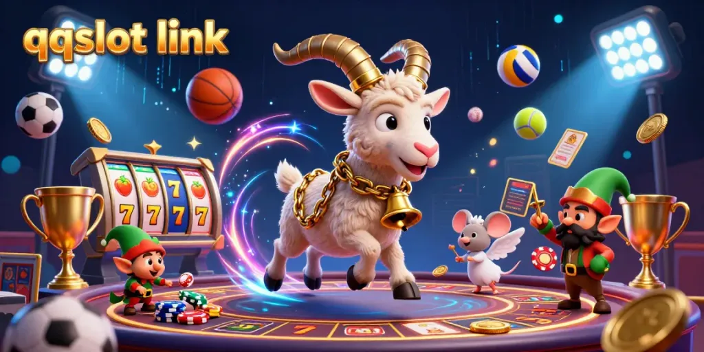 Experience exciting gaming with the qqslot link in this vibrant casino scene featuring unique characters.