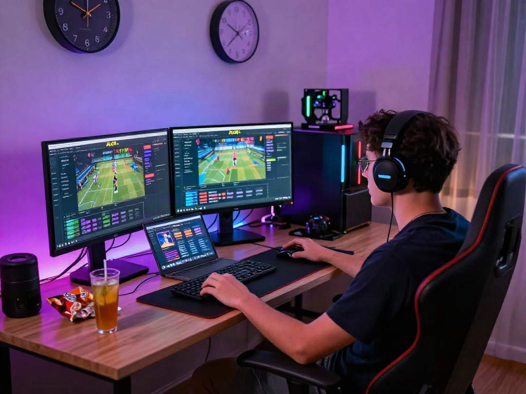 Vibrant gaming atmosphere at ALO8.COM showcasing setup for online gambling.