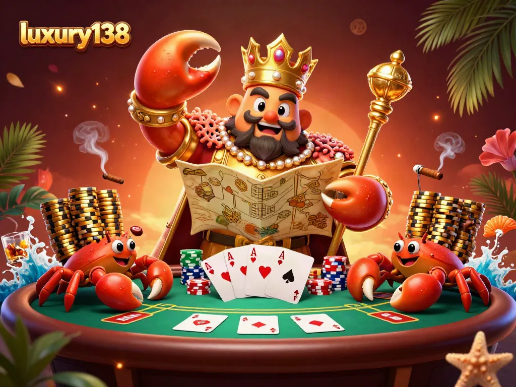 Engage with luxury138 by winning at the poker table in this vibrant 3D casino illustration.