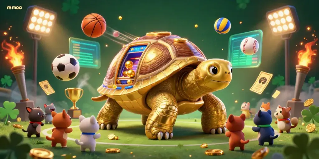 Experience thrilling moments with mmoo-inspired casino adventures in this vibrant, dynamic 3D illustration.