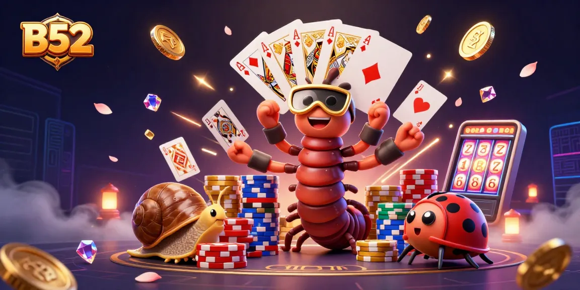 Engage in thrilling games at B52 casino with vibrant characters and dynamic casino elements.