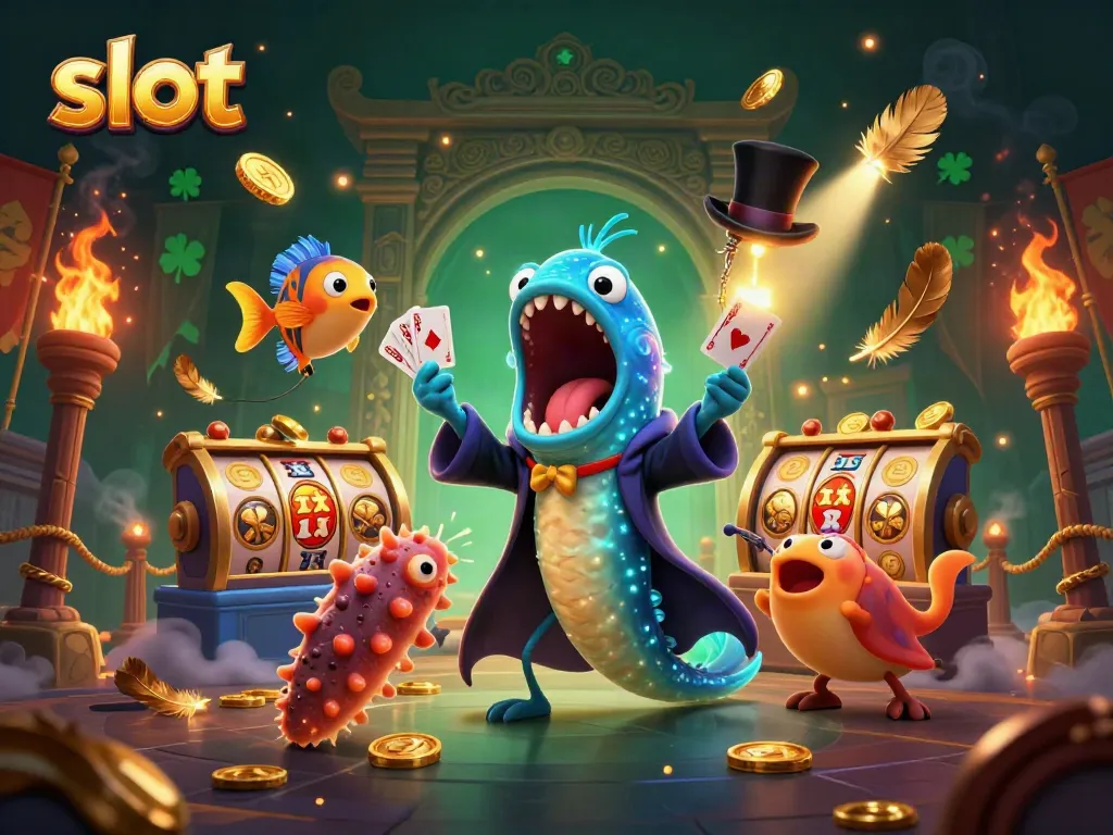 Experience thrilling slot rewards with animated characters in a vibrant casino scene.