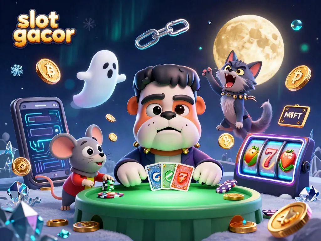Menangkan slot gacor dengan karakter Kartun Frankenstein dan simbol jackpot menarik di meja hijau yang menakutkan.