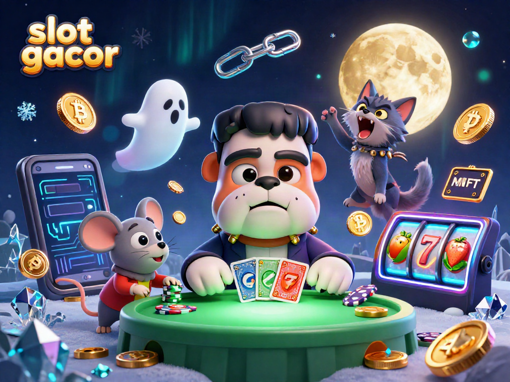 Menangkan slot gacor dengan karakter Kartun Frankenstein dan simbol jackpot menarik di meja hijau yang menakutkan.