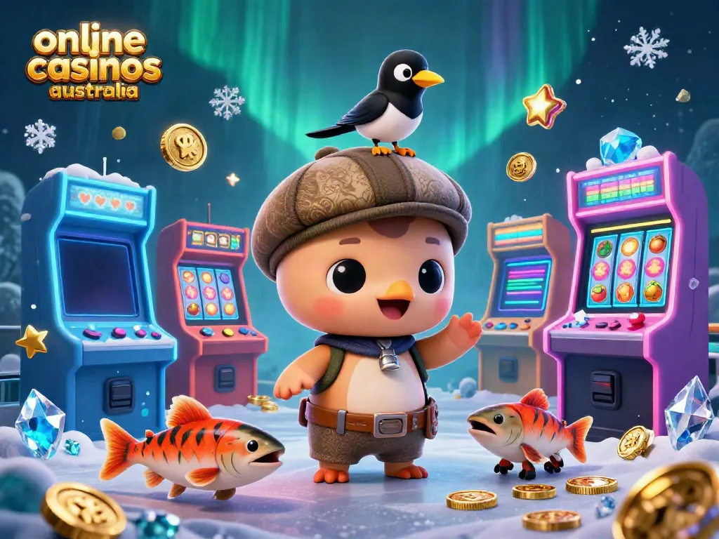 Play interactive games at online casinos australia with this vibrant 3D illustration of fun characters and exciting elements.