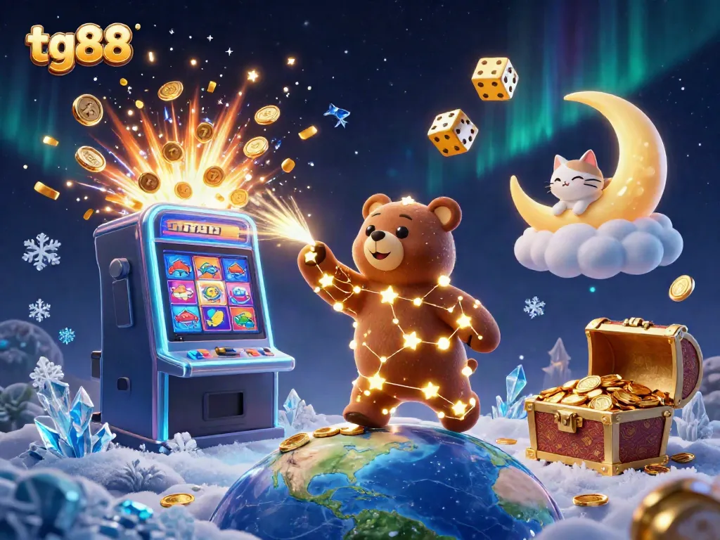 Engage with tg88 at the vibrant casino scene with golden coins and slot machine action.