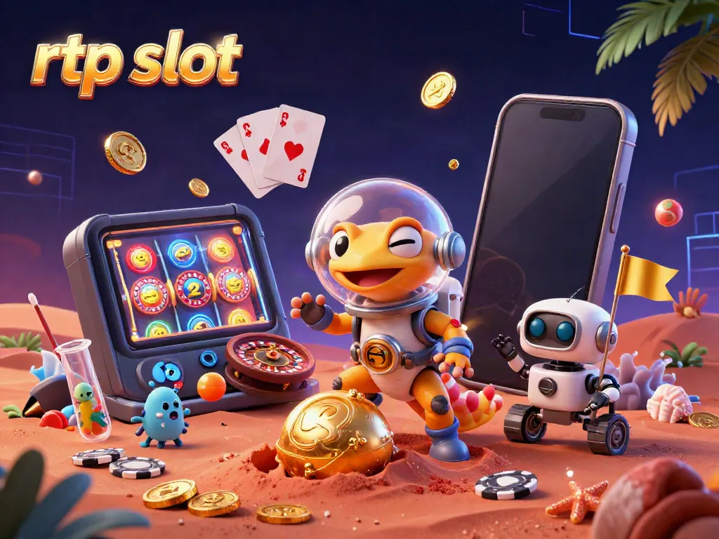 Players enjoying RTP slot games in a 3D animated Martian casino scene with exciting visuals.