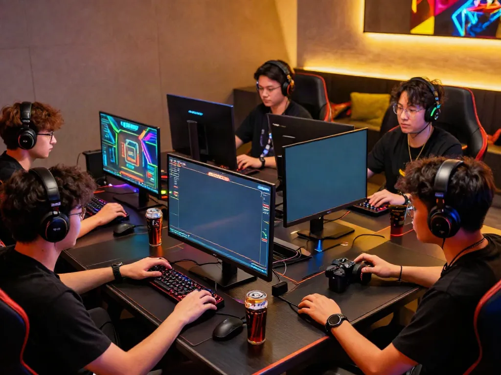 Action-packed gaming scene featuring unsurtoto excitement among friends in a vibrant setting.