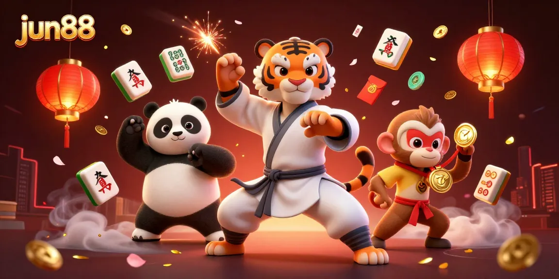 Experience exciting gambling action at jun88 with vibrant characters and festive elements.