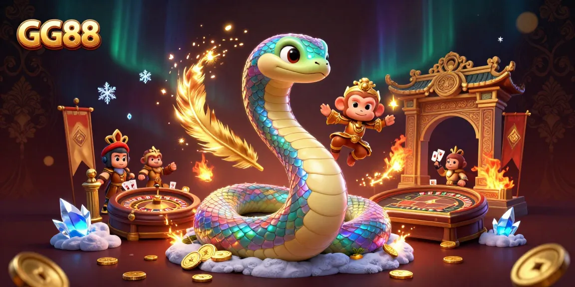 Join the excitement at GG88 with a colorful casino scene showcasing vibrant characters and game elements.