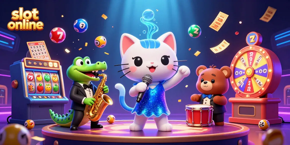 Spin and win big with our vibrant slot online scene featuring jazz-singer cat and casino magic
