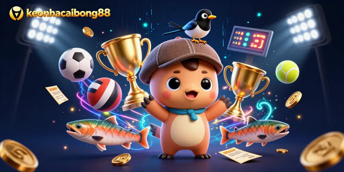 Engage in exciting betting with keonhacaibong88 featuring vibrant characters and casino elements.