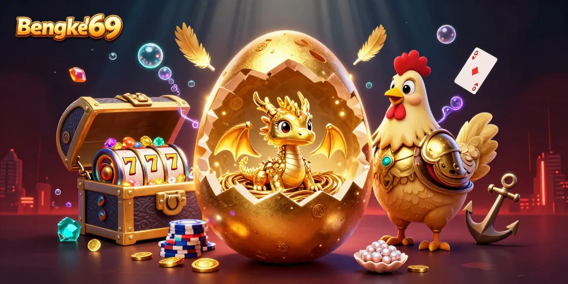 Engage with Bengkel69 as golden dragon and poker chips create excitement in this vibrant casino scene.