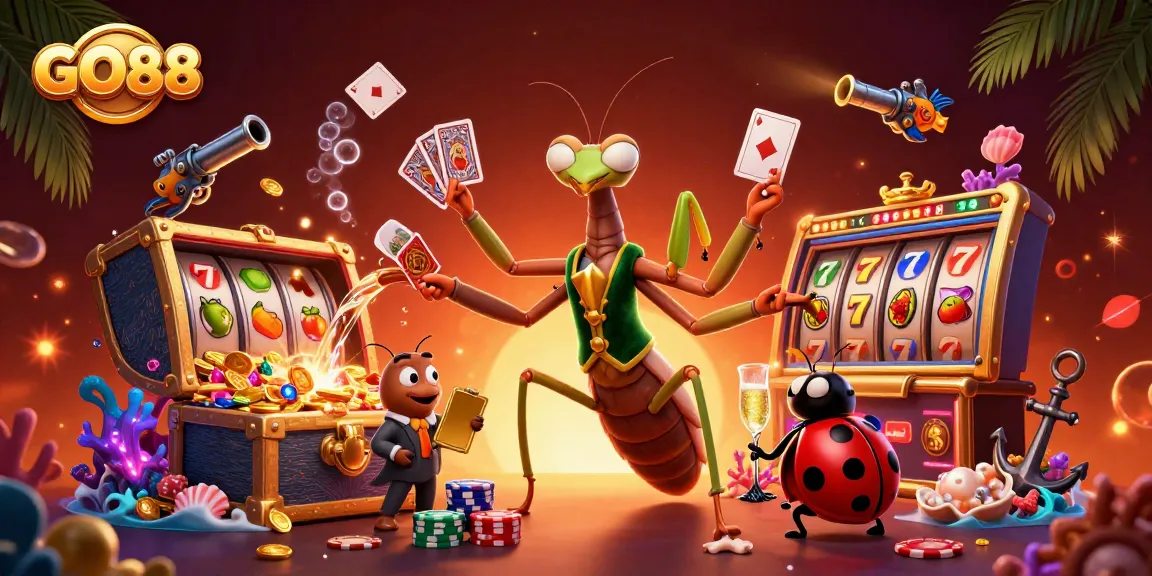 Experience the exciting world of GO88 with immersive slots, vibrant characters, and dynamic casino elements.